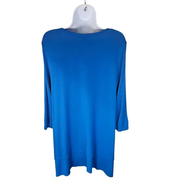 Eileen Fisher Lightweight Viscose Jersey Round Neck Tunic Top Size S Blue - Picture 4 of 13